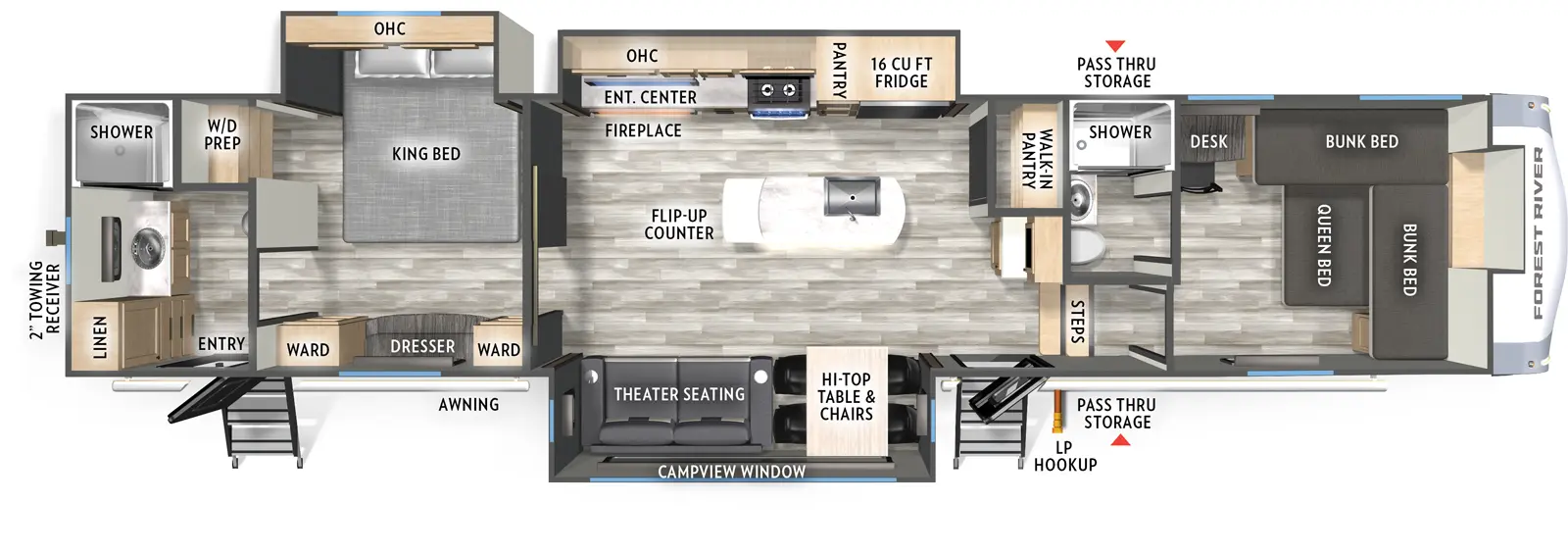 Wildcat Fifth Wheels 35FUN - DSO Floorplan